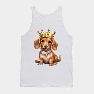 Watercolor Dachshund Dog Wearing a Crown Tank Top